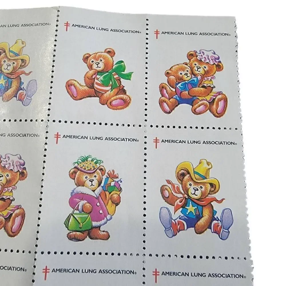 American Lung Association Vintage Stamps Bears Cowboy